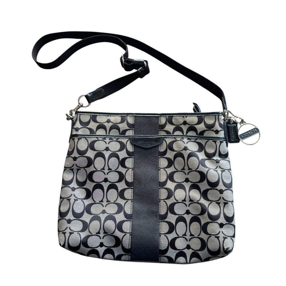 Coach Signature Black and Gray Crossbody Bag
